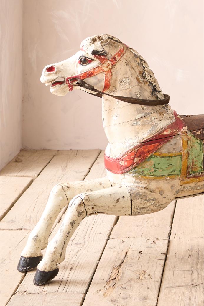 19th century Carved wooden fairground horse by Limonaire Freres Paris