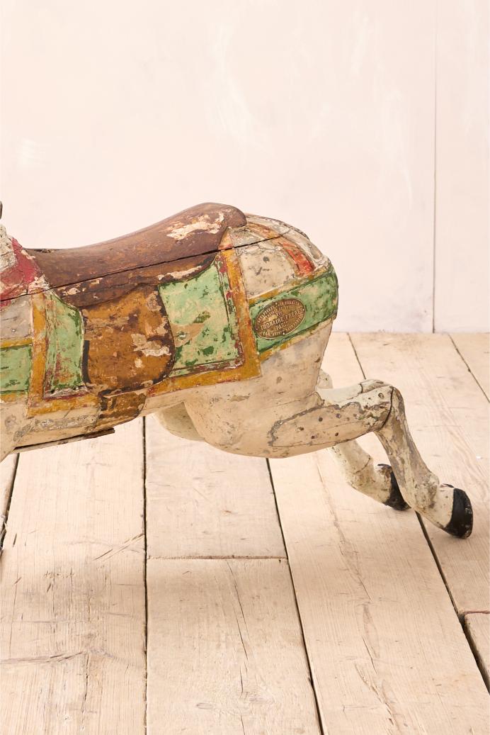 19th century Carved wooden fairground horse by Limonaire Freres Paris