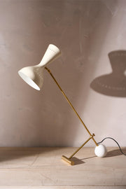 20th century Cream and brass table lamp after Stilnovo