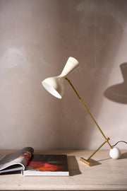 20th century Cream and brass table lamp after Stilnovo