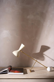 20th century Cream and brass table lamp after Stilnovo