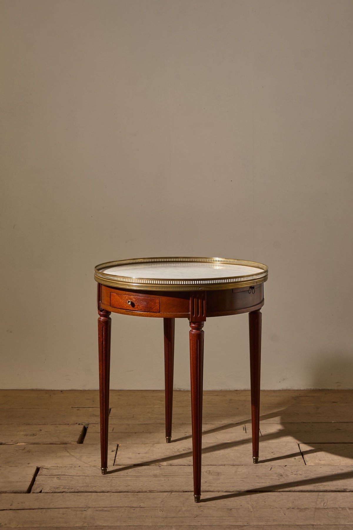 Early 20th century Mahogany and white marble Gueridon table - TallBoy Interiors