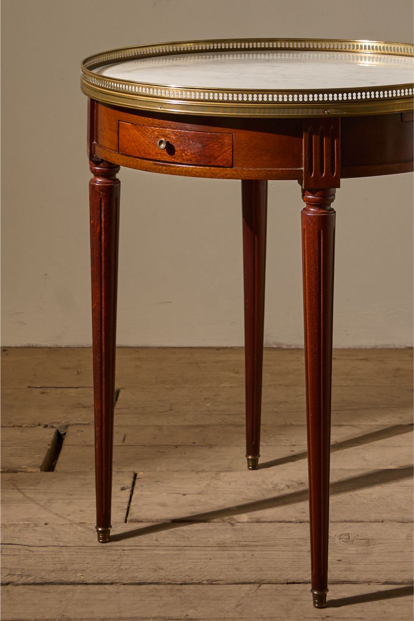 Early 20th century Mahogany and white marble Gueridon table - TallBoy Interiors
