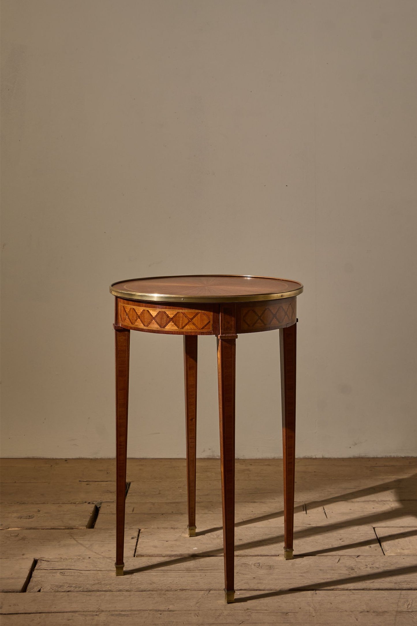 c.1900 Mahogany and brass Gueridon table by A Hugnet Paris - TallBoy Interiors
