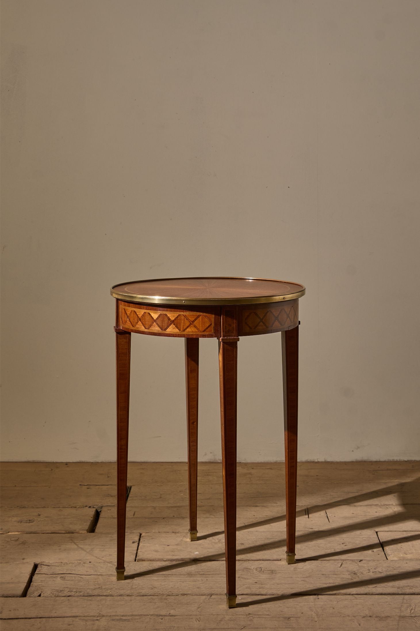 c.1900 Mahogany and brass Gueridon table by A Hugnet Paris - TallBoy Interiors