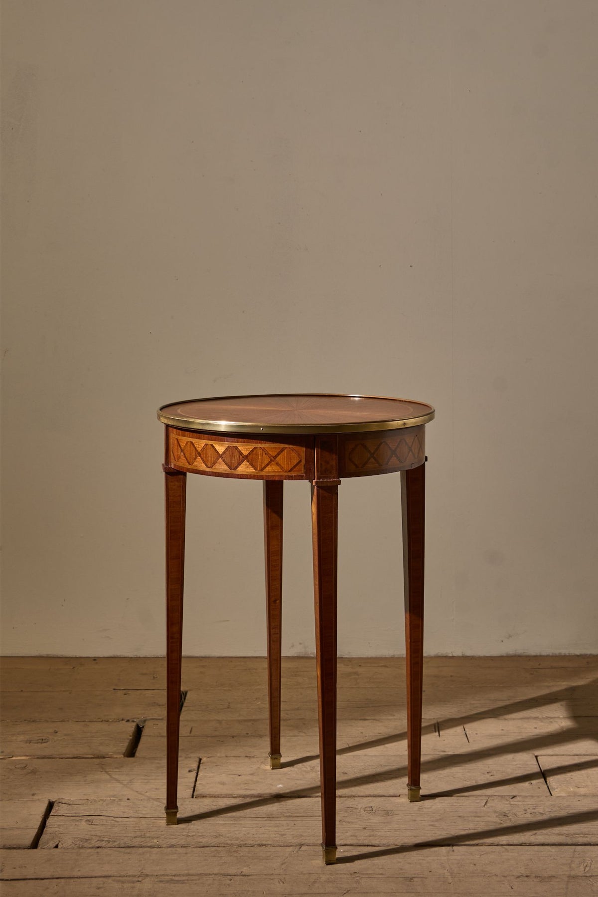 c.1900 Mahogany and brass Gueridon table by A Hugnet Paris - TallBoy Interiors