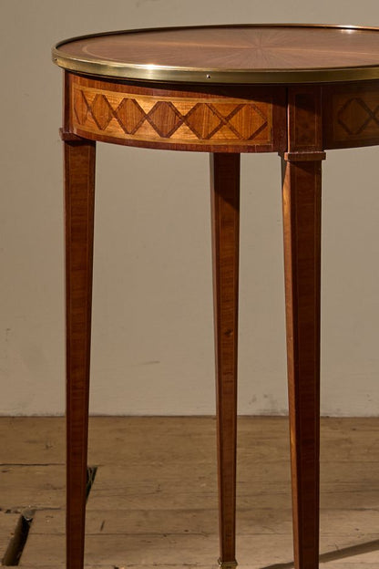 c.1900 Mahogany and brass Gueridon table by A Hugnet Paris - TallBoy Interiors