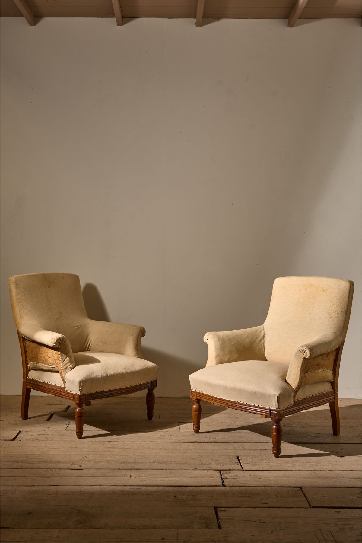 Pair of 19th century French square back armchairs - TallBoy Interiors