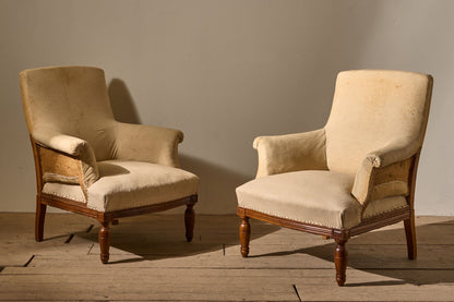 Pair of 19th century French square back armchairs - TallBoy Interiors