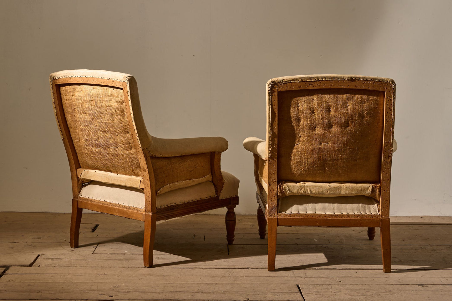 Pair of 19th century French square back armchairs - TallBoy Interiors