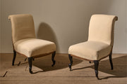 Pair of Napoleon III scroll back slipper chairs - TallBoy Interiors