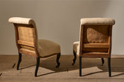 Pair of Napoleon III scroll back slipper chairs - TallBoy Interiors