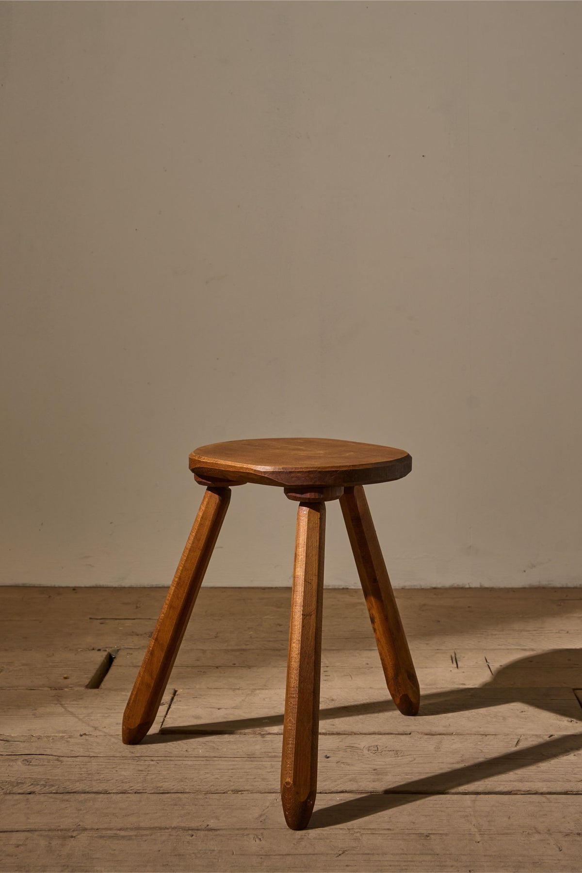 Mid 20th Century solid teak stool - Circular - TallBoy Interiors