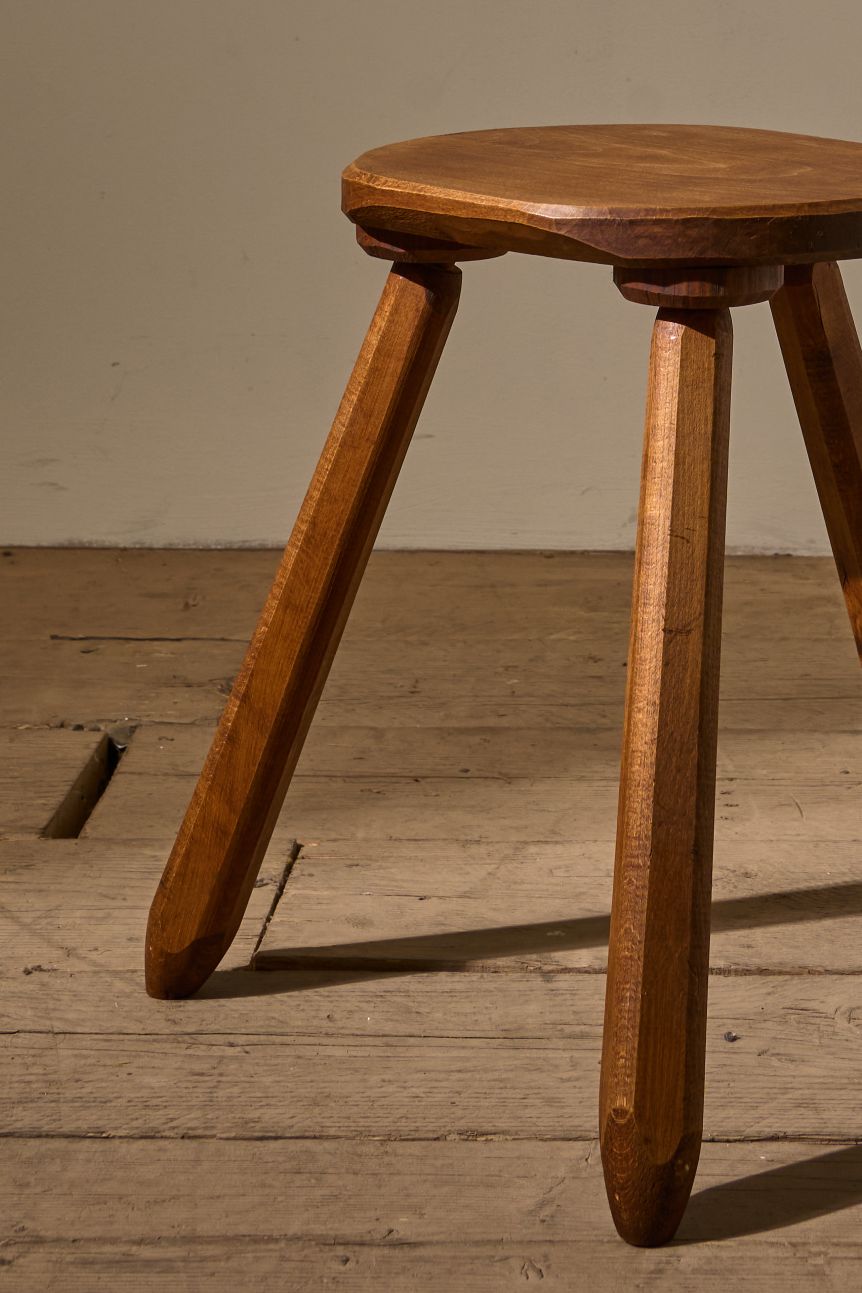 Mid 20th Century solid teak stool - Circular - TallBoy Interiors