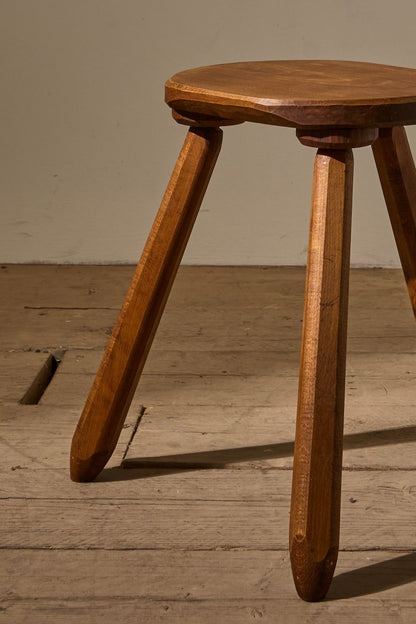 Mid 20th Century solid teak stool - Circular - TallBoy Interiors