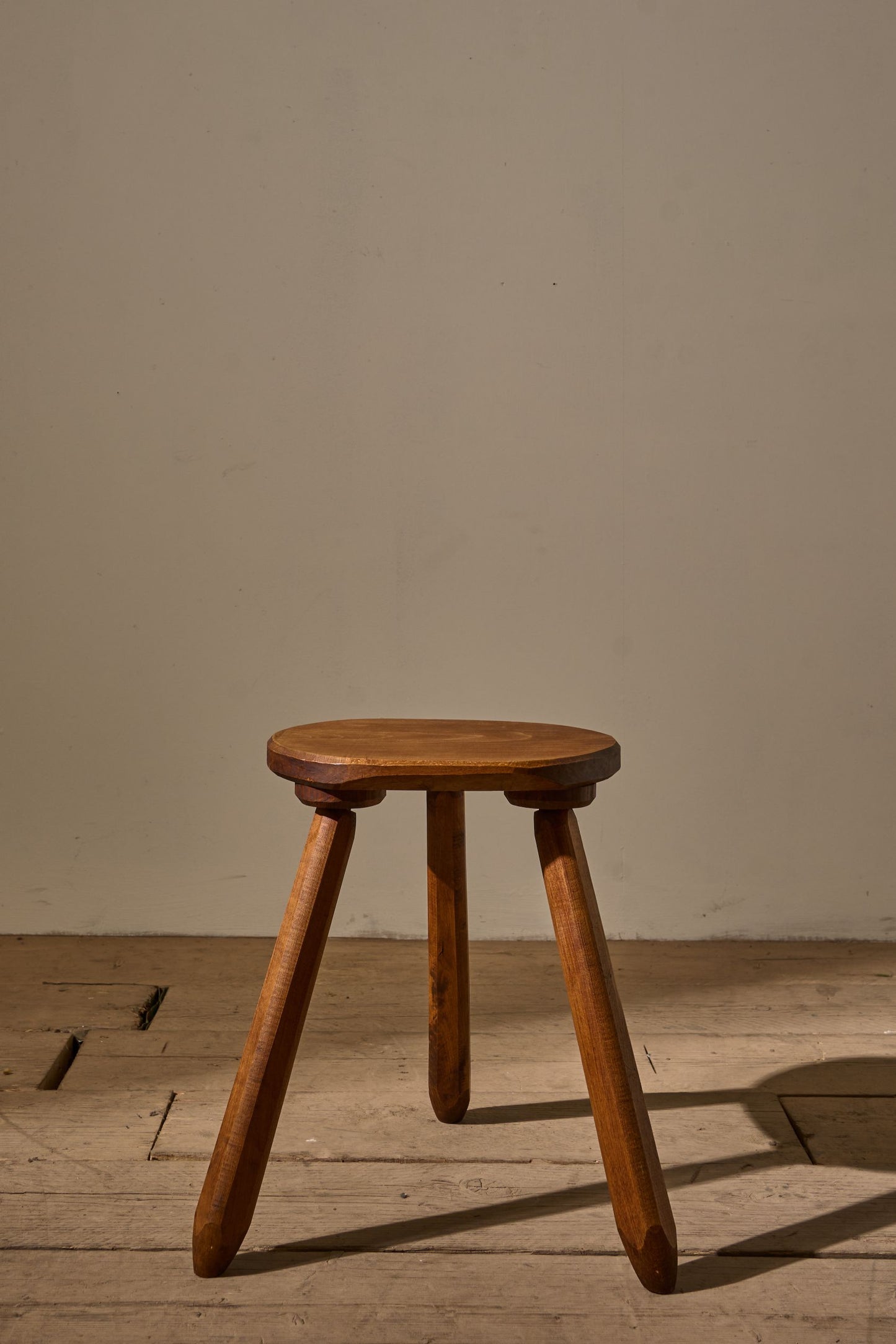 Mid 20th Century solid teak stool - Circular - TallBoy Interiors