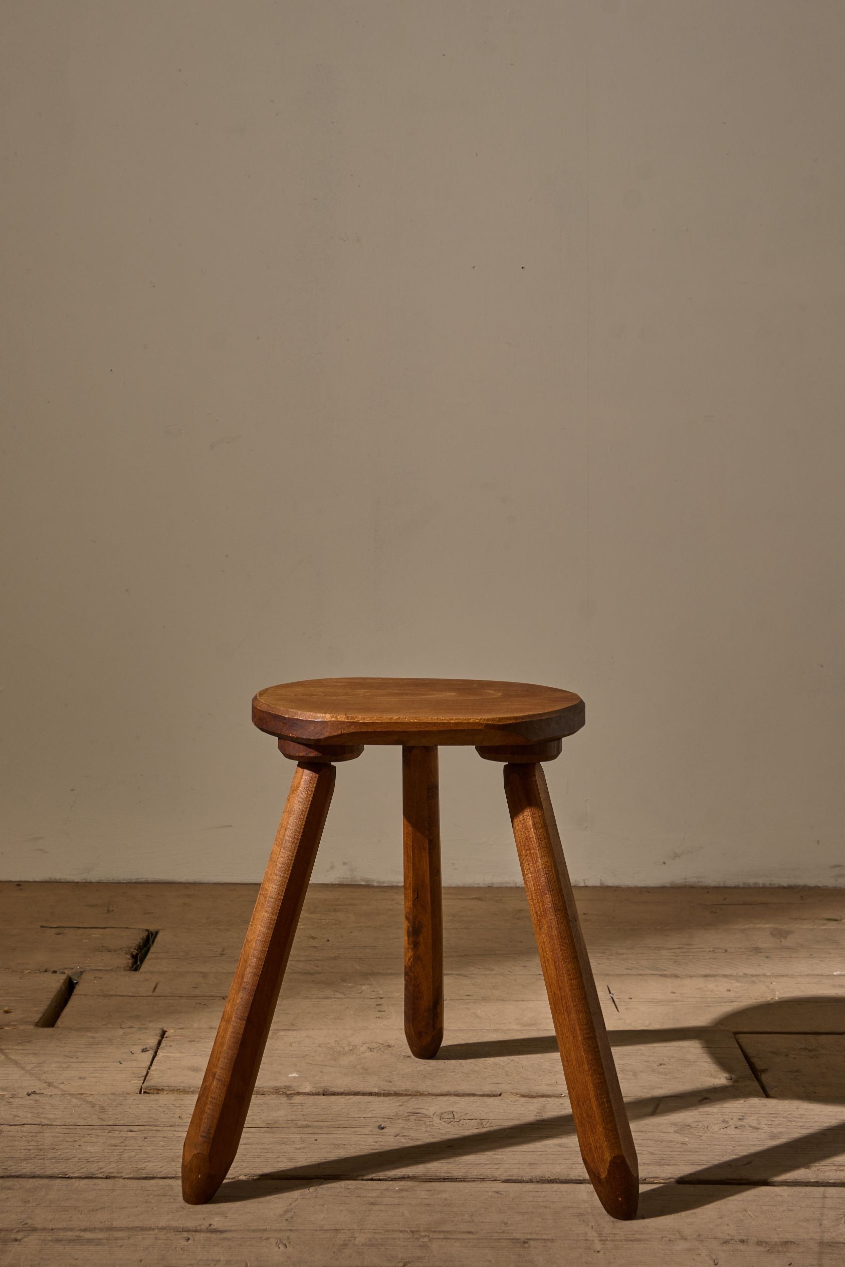 Mid 20th Century solid teak stool - Circular - TallBoy Interiors