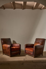 Pair of early 20th century leather club chairs - TallBoy Interiors