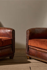 Pair of early 20th century leather club chairs - TallBoy Interiors