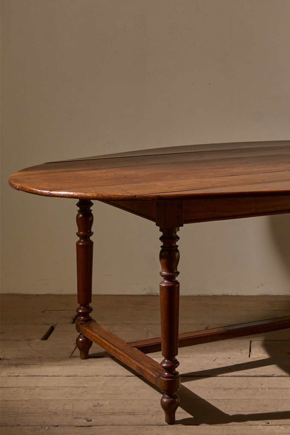 c.1900 Solid oak French oval dining table - TallBoy Interiors