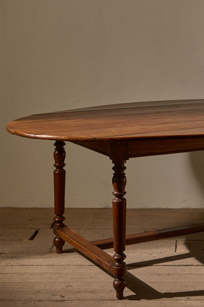 c.1900 Solid oak French oval dining table - TallBoy Interiors