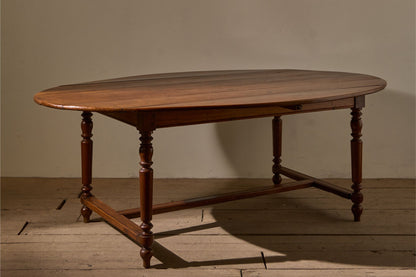 c.1900 Solid oak French oval dining table - TallBoy Interiors