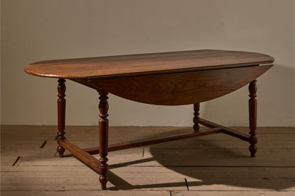 c.1900 Solid oak French oval dining table - TallBoy Interiors