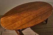 c.1900 Solid oak French oval dining table - TallBoy Interiors