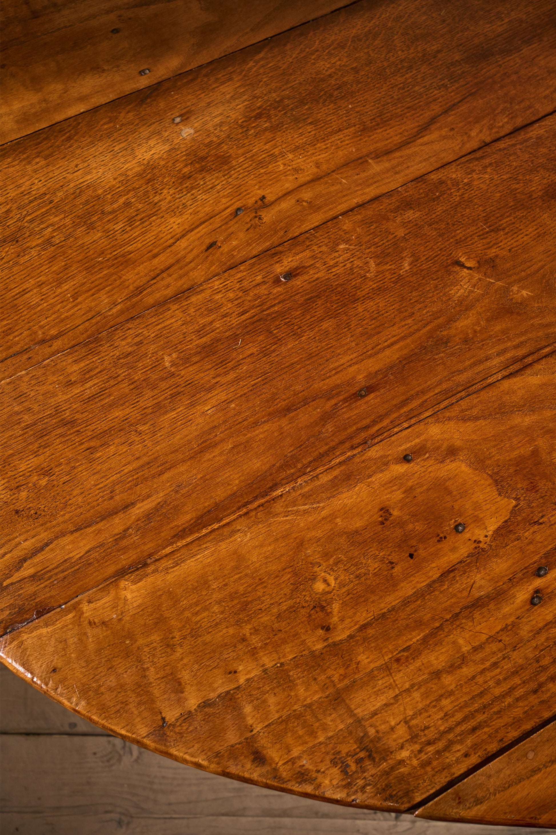 c.1900 Solid oak French oval dining table - TallBoy Interiors