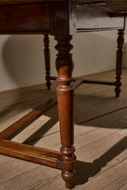 c.1900 Solid oak French oval dining table - TallBoy Interiors