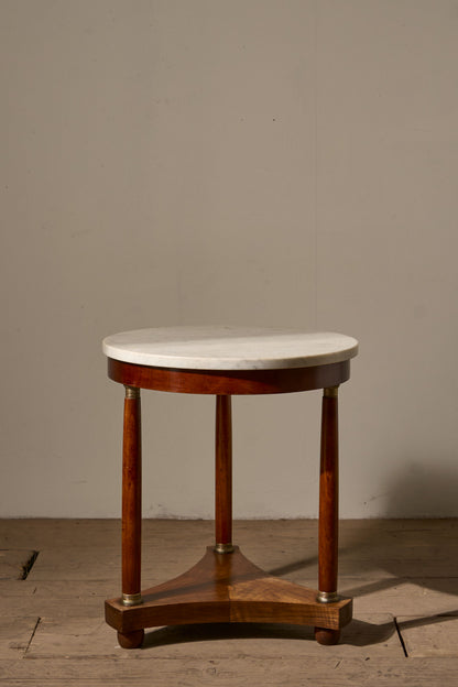 19th century French empire Mahogany and marble Gueridon side table
