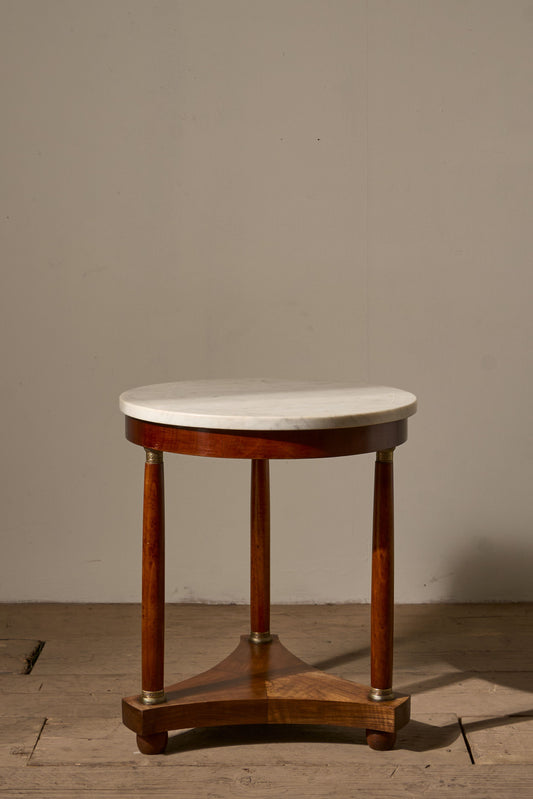 19th century French empire Mahogany and marble Gueridon side table - TallBoy Interiors