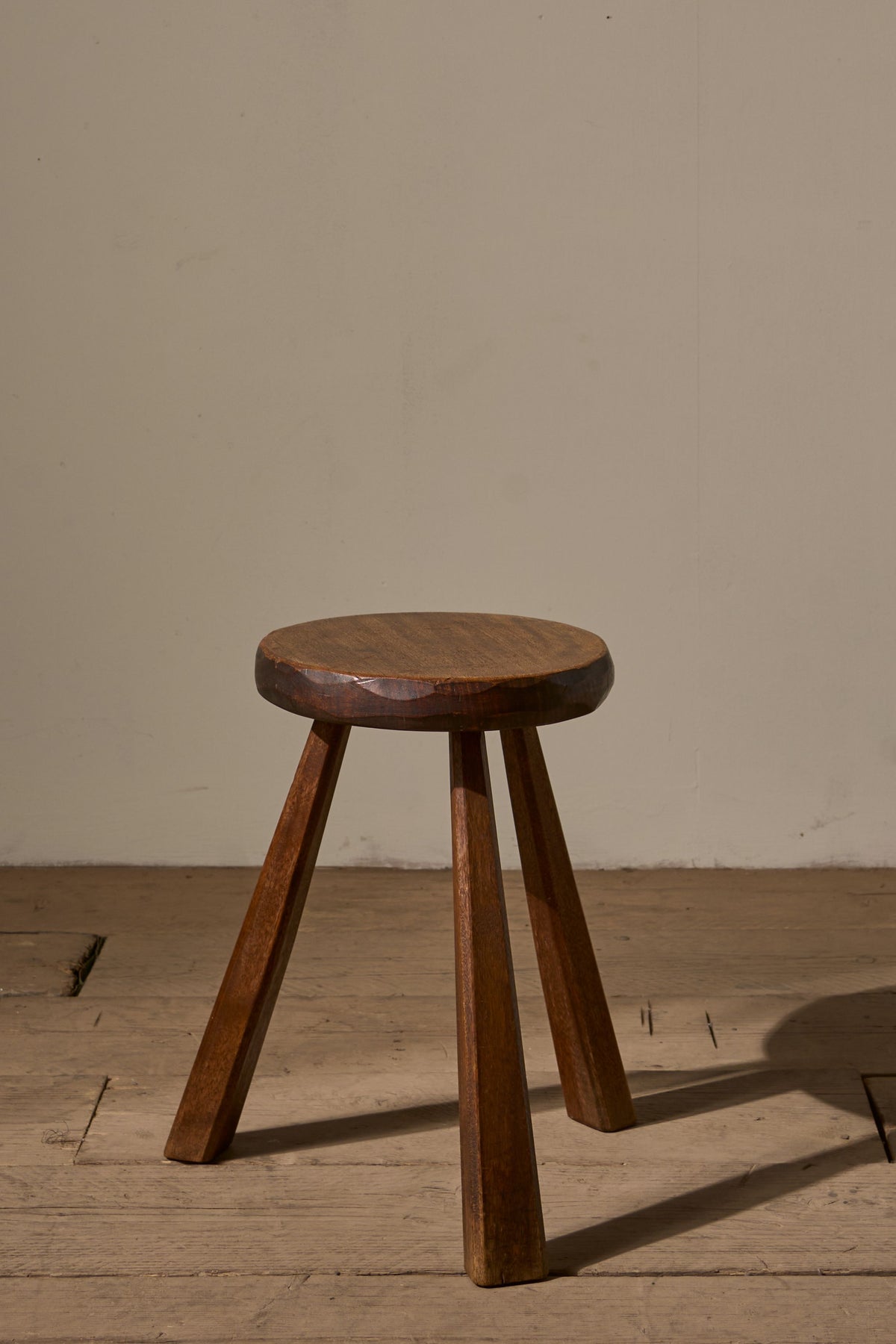 Mid century brutalist wooden stool - TallBoy Interiors