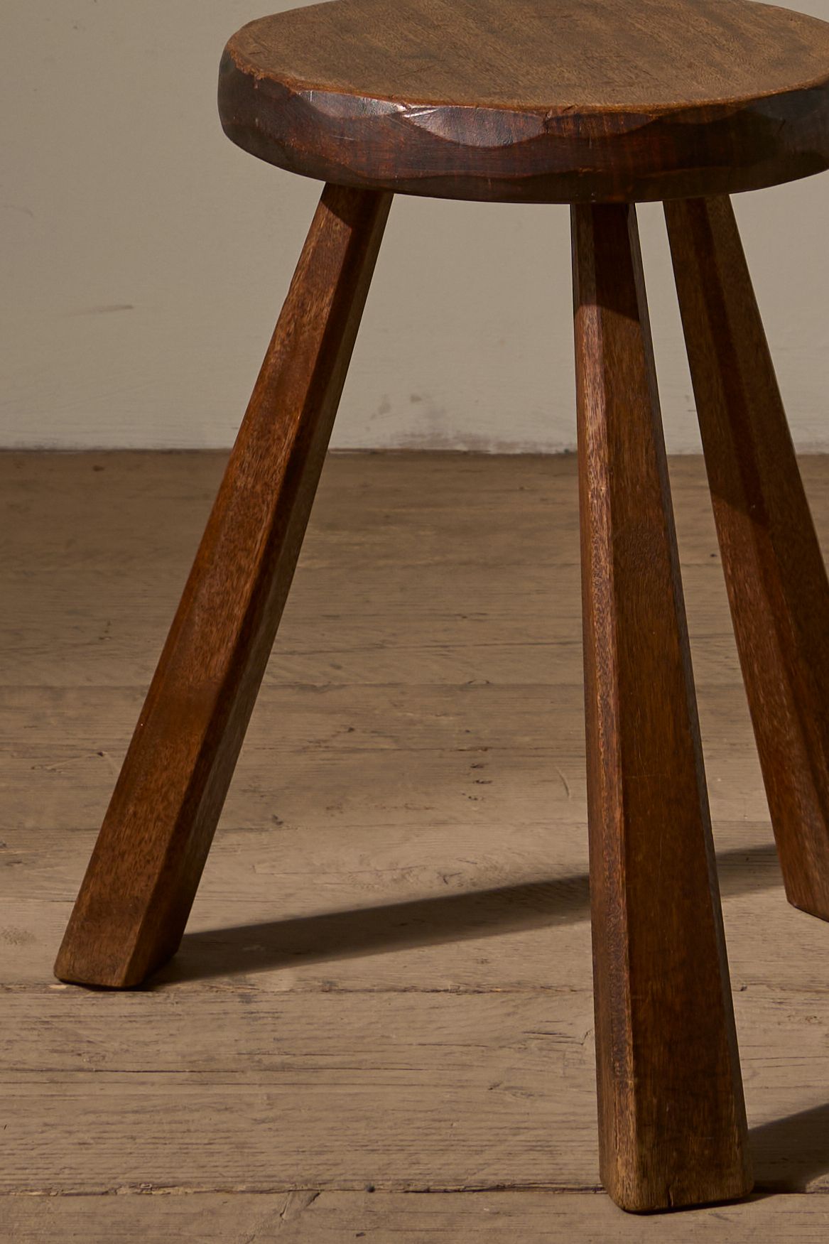 Mid century brutalist wooden stool - TallBoy Interiors