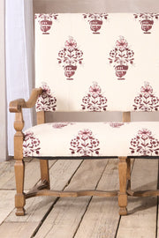 19th century French oak bench upholstered in Vaas by Emma Grant - TallBoy Interiors