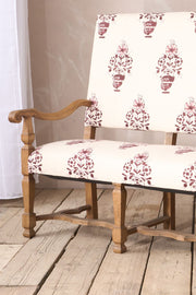 19th century French oak bench upholstered in Vaas by Emma Grant - TallBoy Interiors