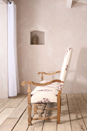 19th century French oak bench upholstered in Vaas by Emma Grant - TallBoy Interiors