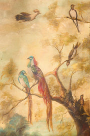 19th century Oil on canvas painting of tropical birds