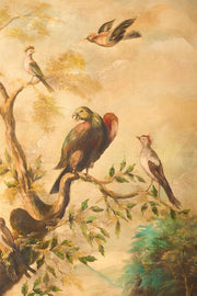 19th century Oil on canvas painting of tropical birds