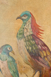 19th century Oil on canvas painting of tropical birds