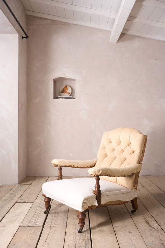 19th century Deep seated country house open armchair