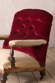 19th century buttoned back open armchair