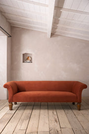Victorian country house sofa in rust velvet - TallBoy Interiors