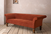 Victorian country house sofa in rust velvet - TallBoy Interiors