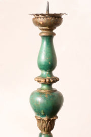 19th century Green painted pricket candlestick