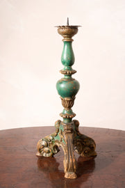 19th century Green painted pricket candlestick