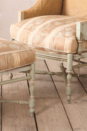Early 20th century Painted frame wingback armchair with matching footstool - TallBoy Interiors