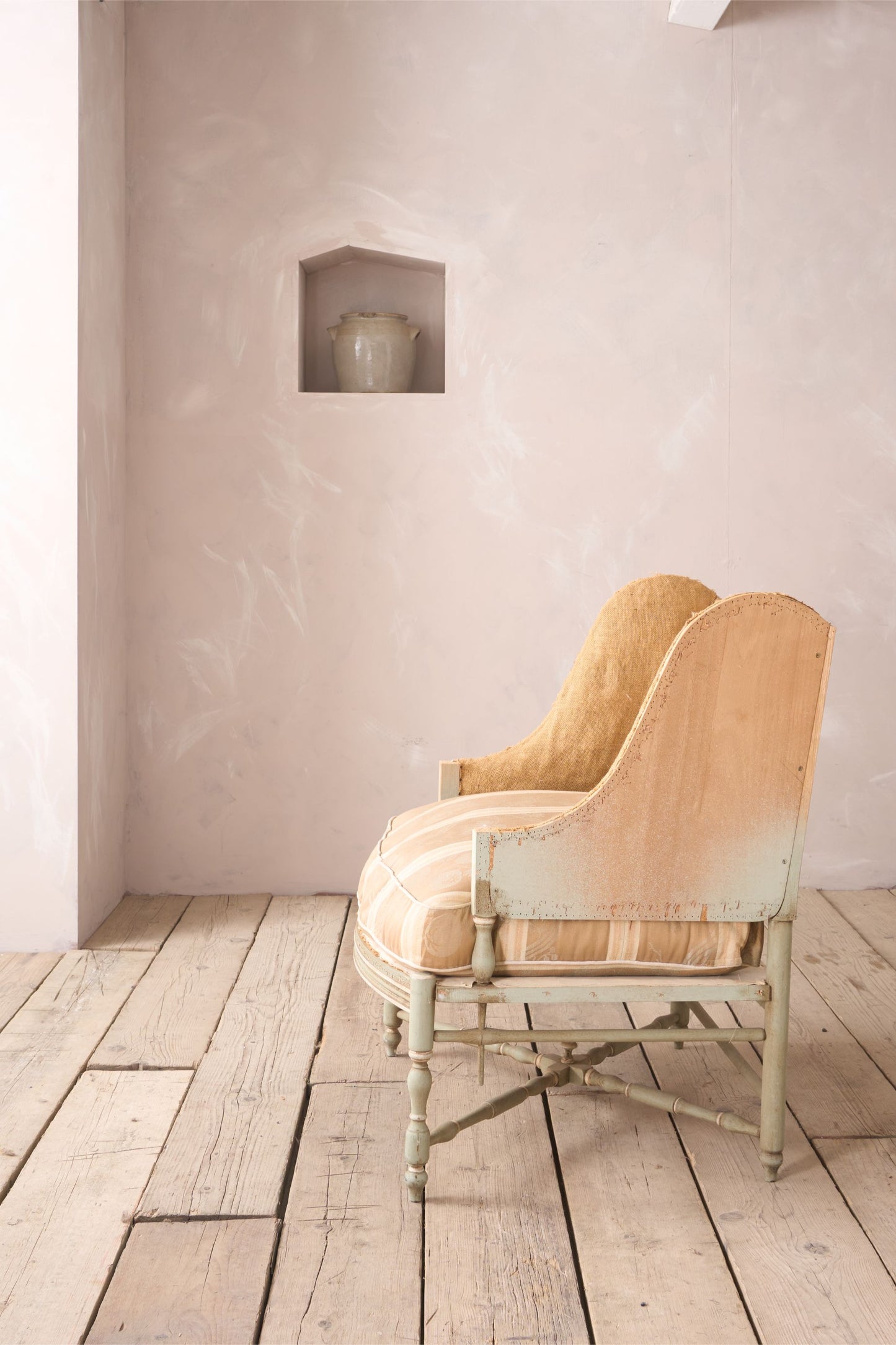Early 20th century Painted frame wingback armchair with matching footstool