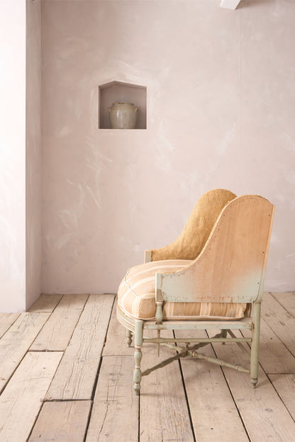 Early 20th century Painted frame wingback armchair with matching footstool