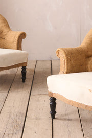 Pair of Napoleon III hessian tub chairs - TallBoy Interiors